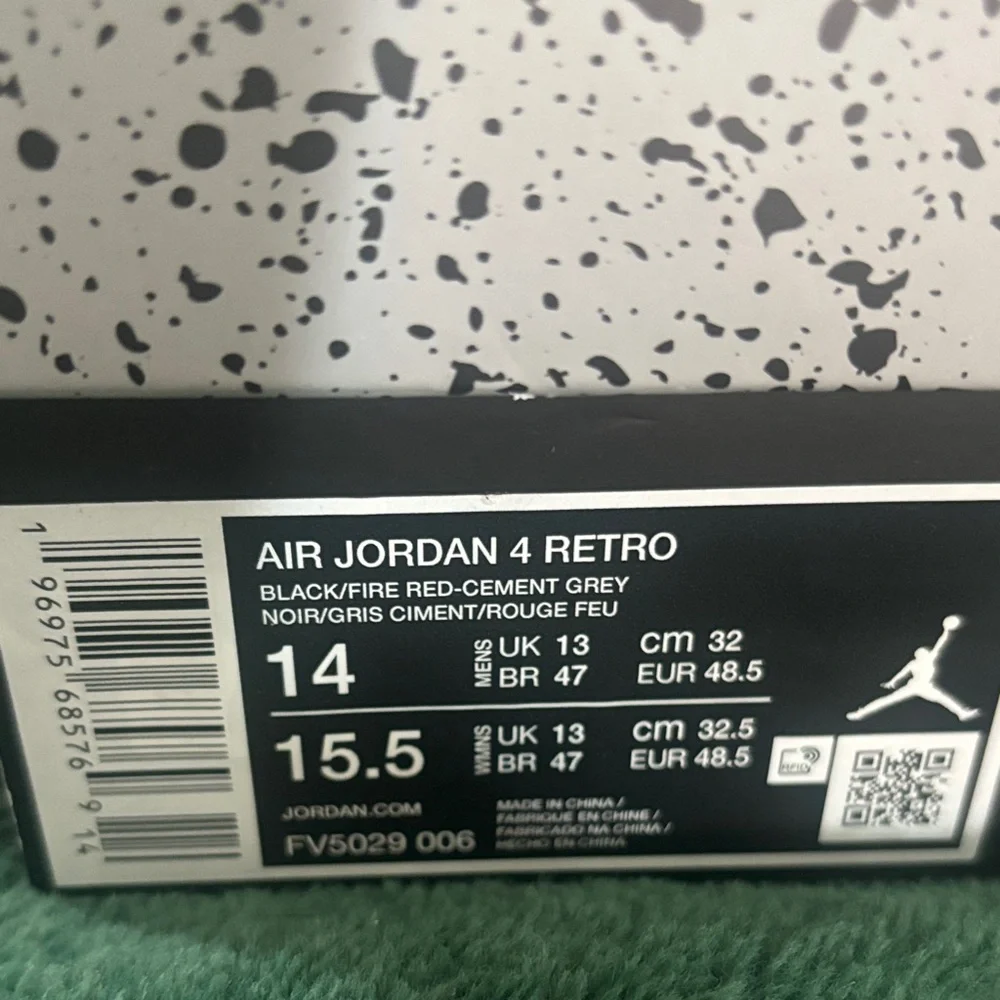 AIR JORDAN 4 Retro red gray cement Men’s Size 14 never worn. - Picture 6 of 8